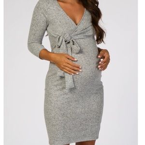 Pinkblush Brushed Knit Wrap Fitted Maternity/Nursing Dress